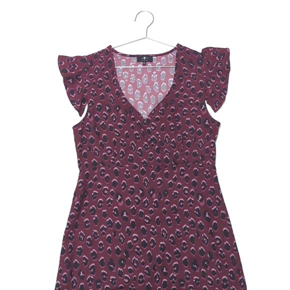 7 For All Mankind | V Neck | Maxi Dress | Abstract | Animal Print | Ruffles | - Picture 2 of 10